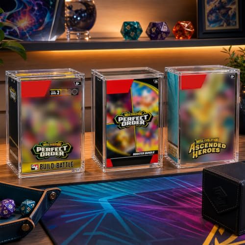 Booster Bundle Acrylic Display Case(Taller Version) | Compatible with Perfect Order & Ascended Heroes & Chaos Rising, 8+5mm Ultra Thick Clear Storage Box with Magnets