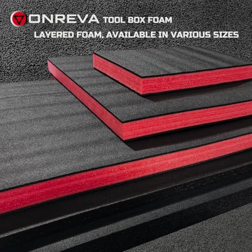 ONREVA Tool Box Foam, 2Pack 30x22x2 inch, Foam Inserts for Cases, Polyethylene Storage Sheets for Toolbox Hard Case, Tool Shadow Insert, Kaizen Organizer Sheet