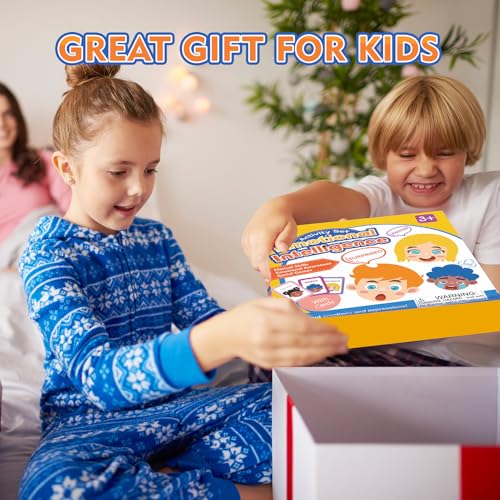 PP OPOUNT Social Emotional Learning Toy, Funny Faces Games | with 53 PCS Facial Expressions and 12 Emotional Flashcards, Preschool Learning Activities Toy to Express Emotions for Kids - style: 2