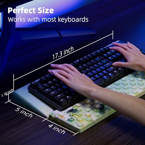 Ospelelf Keyboard Wrist Rest Pad, Comfy Ergonomic Keyboard Stand Holder, Office Desk Accessories, Work from Home Essentials, Anemone Pattern - color: Anemone