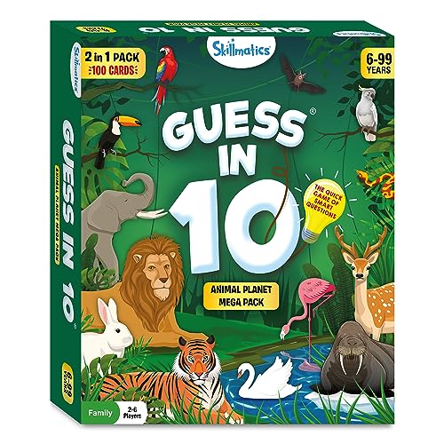 Skillmatics Guess in 10 Animals Megapack – Trivia Card Game, Gift for Kids | Educational Cards, Family Game, Travel Toy & STEM Board Game, Screen-Free Fun, Boys & Girls Ages 6, 7, 8, 9 and Up - style: 9. Animal Planet Mega Pack