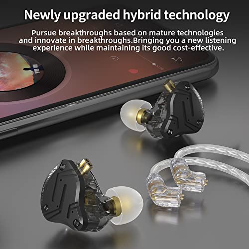 KZ ZS10 PRO X in Ear Monitor Headphones, Upgrade 4BA+1DD Hybrid Driver IEM Earphones, HiFi Metal Wired Gaming Earbuds, for Singers Bass Player Drummers Guitarist Musicians Dj (with Mic,Black) - style: With Mic