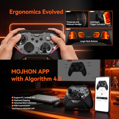 BIGBIG WON Storm(Gale2) Wireless PC Controller, Bluetooth Gaming Controller 2000Hz Polling Rate, Near-Zero Latency, TMR Sticks, Hall & Micro-switch Triggers, 16 Mechanical Buttons, 4 Customizable Back Paddles, for Windows PC/Switch 2/Switch/Android/IOS -