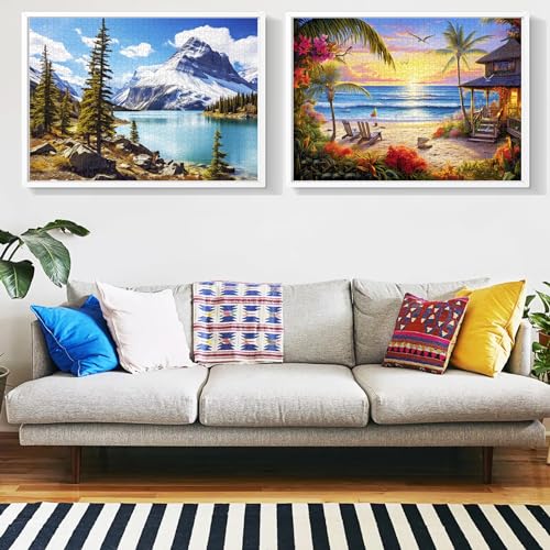 2 Pack Puzzles for Adults 1000 Pieces-Hawaii Beach & Moraine Lake Difficult Jigsaw Puzzles for Adults,Hard Jigsaw Puzzle Decorations DIY Leisure Game Toy Suitable Family Friends(27.5x20 inches) - style: Hawaii Beach & Moraine Lake