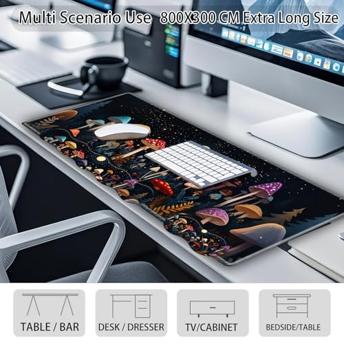 Large Gaming Mouse Pad Set with Wrist Support – 31.5" x 11.8" 4-in-1 XXL Mousepad with Keyboard Wrist Rest, Mouse Wrist Rest & Coaster – Ergonomic Desk Mat for Office, Home – Mushroom - color: Mushroom