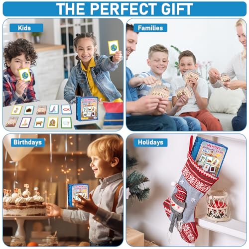 gisgfim 100 PCS Memory Matching Game Bible Concentration Memory Card Games for Kids Boys Girls Easter Educational A Fun & Fast Christian Preschool Homeschool VBS 2026 Biblical Theme Matching Games - style: Christian