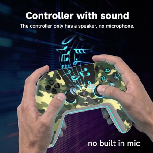 ASRVA Camo Wireless Pro Controller for PS5, Hall Effect Joystick No Drift, 2 Back Paddles, Macro, Gyro, 1000mAh, RGB, Compatible with PS5/Pro/Slim/PC/iOS/Android - color: Camo