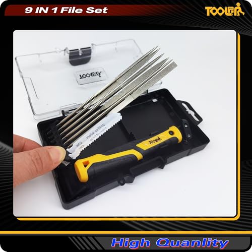 TOOLAN: 8-In-1 Needle File & Saw Set With Storage box, 6 pcs Small Diamond Files, for Metal, Jewlers, Wood, Leather and Plastic, Ergonomic Designed Handle With Quick Change Mechanism - color: 8-in-1 Needle File Set