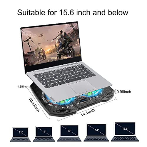 LIANGSTAR Laptop Cooling Pad, Gaming Laptop Cooler with 2 Quiet Big Fans, RGB 7 Color Light Change, Portable USB Laptop Stand 11 to 15.6 Inch, Slim and Easy Carry Working Study Outdoor Travel