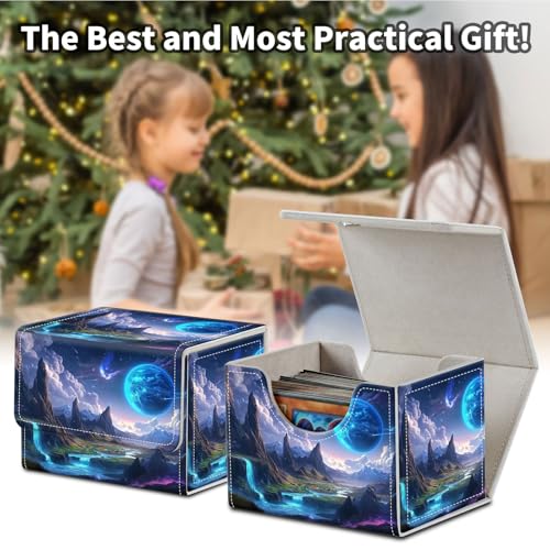 Stylish MTG Deck Box for 110+ Cards, Magnetic Commander Deck Case with Bonus Game Card Pouch, Durable Storage for TCG and Sleeved Magic Cards, Blue Planet - color: Blue Planet