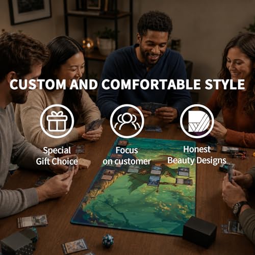Card Playmat 24" x 14" TCG Game Mat for MTG and Other Card Games, Premium Stitched Card Gameplay Mat with Non-Slip Rubber Backing Board Games Desk Duel Mats, Fantasy Archer Squirrel - color: Fantasy Archer Squirrel, size: 24"X14" Without Zones