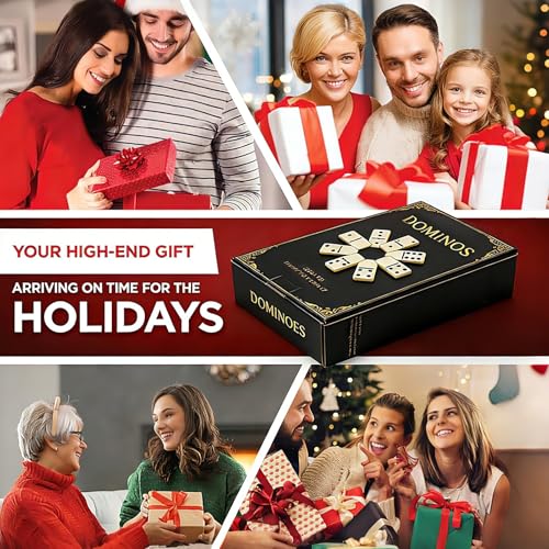 MeetYr Life Dominos Set for Adults 28 Dominos with 4 Wooden Trays 1 Storage Bag, Double 6 Dominoes Travel Case Game for Family & Parties (D6-White)