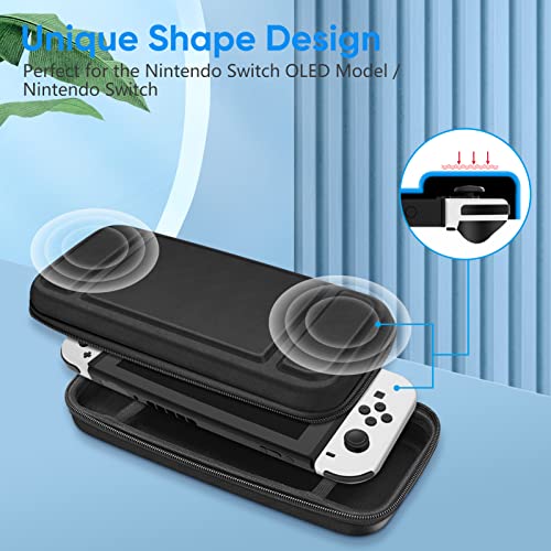 FINTIE Carrying Case for Nintendo Switch / Switch OLED Model (2021) | Shockproof, Hard Shell Protective Cover, Portable Travel Storage Bag, 10 Game Card Slots & Inner Pocket - color: Black