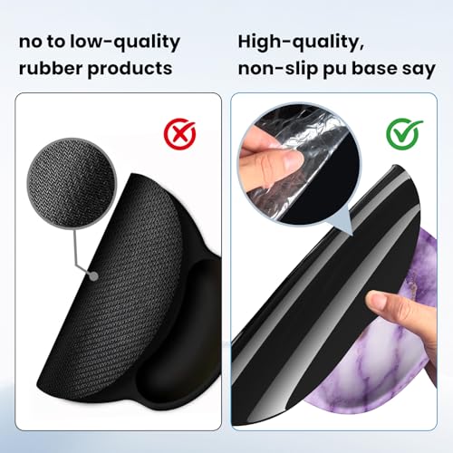 Mouse pad with Wrist Rest,Relieving Pain Memory Foam Computer pad, Ergonomic Desktop Mouse, Silicone Material Mouse pad, with Non-Slip PU Base (Purple Marble) - color: Purple marble