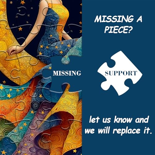 Impossible Puzzles for Adults 1000 Pieces, Pretty Woman Night Scenic Puzzles, Nature Moon Star Jigsaw Puzzles Elegant Lady, Beautiful Woman Art Wall Decor - style: Woman of Star & Moon puzzle