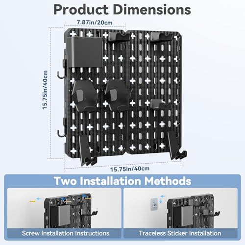 KDD Keyboard and Mouse Display Stand Holder, Wall Mount Office Organization Pegboard Combination Kit with Pen holder, Hooks, Headset & Controller Stand for Office & Home Hanging Organizer Storage