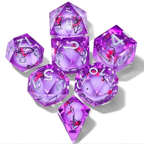Dungeons and Dragons dice Set DND, polyhedral D&D Resin dice Set, Suitable for Role-Playing dice Game RPG Pathfinder DND dice Set - color: Ls-plum Purple