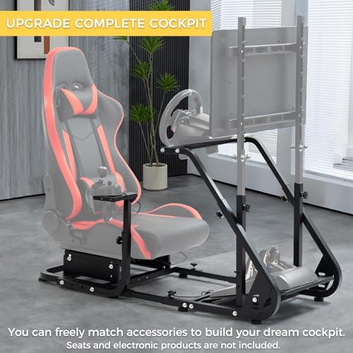 Marada Reinforced Stabilizing Racing Steering Wheel Cockpit Fit for Fanatec | for PXN, for Thrustmaster, for Logitech Device Adjustable Driving Simulator Stand, Wheel Pedal Handbrake Not Included