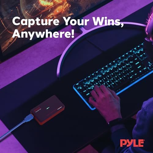 Pyle Video Game Capture Card Device with Video Recorder, HDMI Output, Full HD 1080P Live Streaming, USB, SD, PC, DVD - PHDRCB48.6