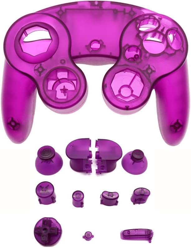 Housing Cover Shell Handle Case and Button Replacement Parts for NGC Gamecube Controller Games Handle Protective Accessories (Clear Purple) - color: Clear Purple