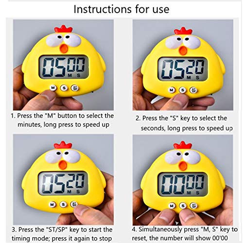 Kitchen Timer, Cute Cartoon Animal Countdown, Digital Cooking Timer with Magnetic, LCD Large-Screen Visual Clock, Hangable Alarm Clock with Stand,for Cooking Bake Sport Game (Timer-XG) - color: Timer-xg
