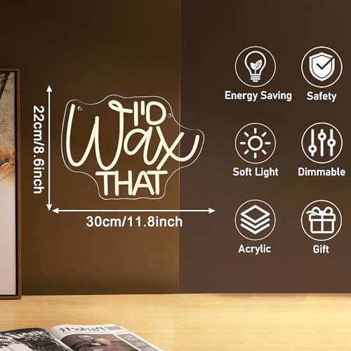 Mutank I'D Wax That Neon Sign, Beauty Salon Salonneon Neon Light USB Powered LED Dimmable, for Waxing Studio Skincare Hydrotherapy Professional Salon Beauty Studio Sign, Beautician Gift(12.9 * 8.6In) - color: warm white