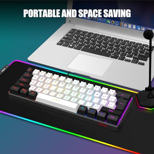 RedThunder 60% Gaming Keyboard and Mouse Combo, Ultra-Compact 61-Key RGB Backlit Mini Keyboard, Lightweight 7200 DPI Honeycomb Optical Mouse, RGB Wired Gaming Set for PC PS5 Xbox Gamer(White-Black) - style: 01 White-Black Wired Combo