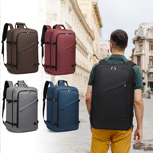 Kono Carry on Backpack, Airline Approved Under Seat Travel Backpack - color: Black, size: Large