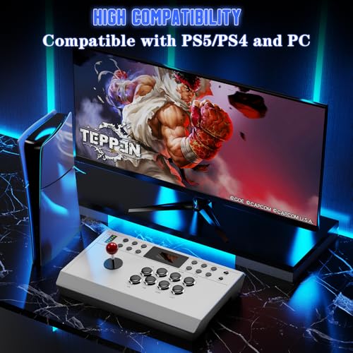 LENISUOLE Wired Arcade Stick Compatible with PS5/PS4/PC/, for PS5 Fight Stick with Programming Function, Turbo Function, 9.8FT Braided Cable Fight Stick