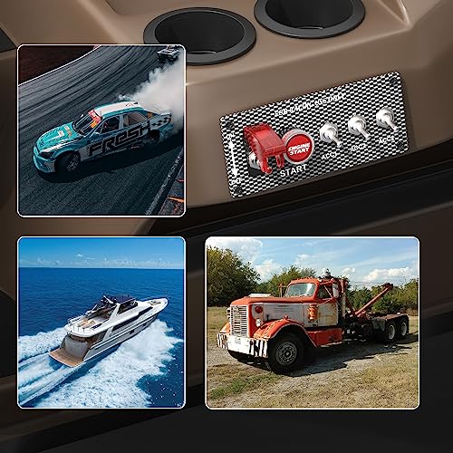 RVBOATPAT 5 in 1 Ignition Switch Panel Boat Toggle Switch Panel DC 12V 30A Racing Switch Panel Push Start Ignition Kit for Race Car Truck - color: 5 in 1 Ignition Switch Panel