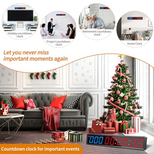 LED Countdown Clock, 999 Days, 23 Hours, 59 Minutes, 59 Seconds, Event Countdown Clock/Factory Accepts Your Exclusive Customization (2.1 inches 3 Blue+6 red)