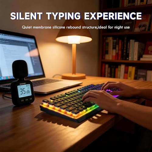 Free wolf M104 Wireless Gaming Keyboard with Numeric Keypad Tri-Mode(2.4Ghz/Wired/Bluetooth) Membrane Full Size Mechanical Feel Metal Panel RGB 4000MAH Rechargeable Quiet for PC/MAC/Win Gamer-Black - color: Black