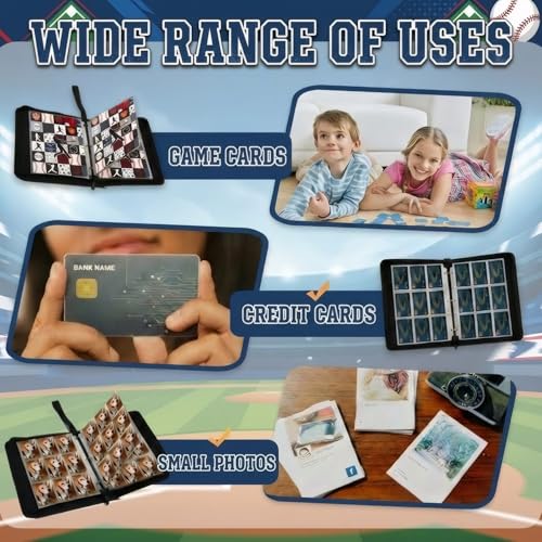 Trading Card Binder 9 Pocket, Black White Baseball Card Binder Holds 900 Cards with 50 Removable Sleeves, Waterproof PU Leather with Zipper Card Collector Album Book Compatible with TCG Cards - color: Black White Baseball