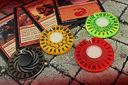LITKO Life Counter Dial 0-21 | Compatible with MTG & D&D | Bronze (65) | Single 40mm round | Transparent, laser-engraved Spiral pattern | Tracks HP, health & resources | No assembly, ready to use - color: Transparent Bronze