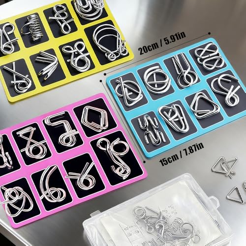 Metal Brain Teaser Puzzles Ring, 3D Interlocking Metal Wire IQ Logic Game, Challenging Iron Ring Puzzle for Adults, Educational Party Favor Travel Thinking(Type 1)