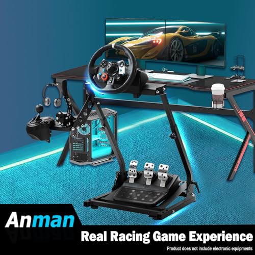 Anman Racing Steering Wheel Cockpit Pro Gear Shifter Mount Fit for Logitech G27 G29,for Fanatec,for Thrustmaster T150 T150,Adjustable Height & Angle,Racing Simulator Cockpit Foldable,No Pedal and stee