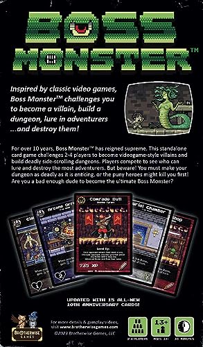 Brotherwise Games Boss Monster 10th Anniversary Edition | 30 Min Playing Time, 2-4 Players, Ages 13+, Building Card Game with New Rooms, Bosses, Spells & Modernized Rules