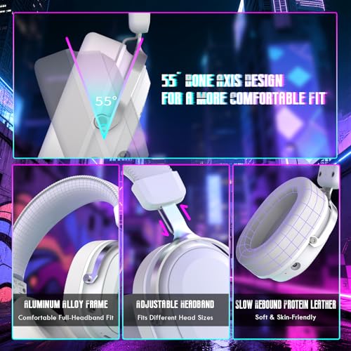 ATTACK SHARK L30Pro Wireless Gaming Headset with 2.4Ghz/BT/Wired, Long Battery Life with Detachable Microphone 7.1 Surround Sound Ultra-Low Latency for PC/PS5/Xbox/Switch/Mobile Silver - color: Sliver