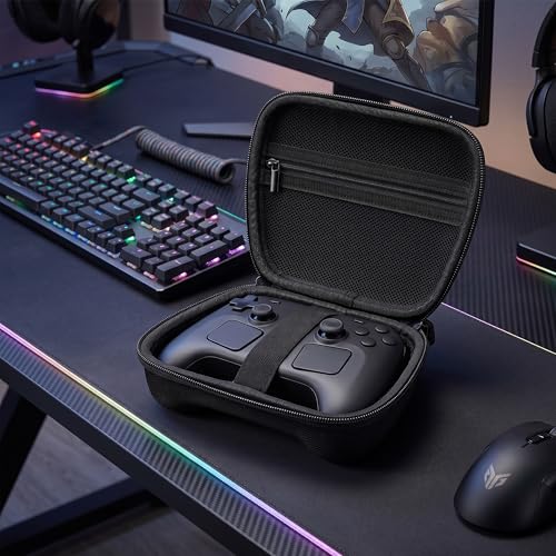 TOCCOOL Hard Travel Carrying Case Compatible with Steam Controller 2 2026, Protective Storage Bag for Steam Wireless Gaming Controller with Mesh Pocket and Wrist Strap. (Black)