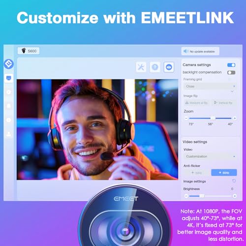 EMEET S600 4K Webcam with Tripod for Streaming - Sony 1/2.55'' Sensor, PDAF Autofocus, 1080P@60FPS, 2 Noise Reduction Mics, Built-in Privacy Cover, 73° FOV, Streaming Webcam for Product/Game/Beauty - style: S600 Sony Sensor with Tripod