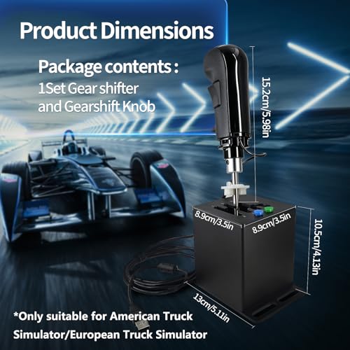 ZLiT PC USB Racing Game Truck Simulator Gear Shifter+Gearshift Knob for Logitech G923 G29 G27 G25 G92 for Tumaster Steering Wheel (Black)