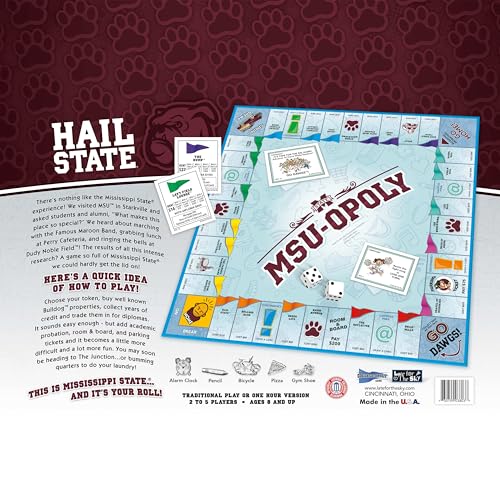 Late for the Sky Mississippi State University Opoly Board Game for 2–6 Players, Ages 12+, College Campus Theme Family Strategy Party Game