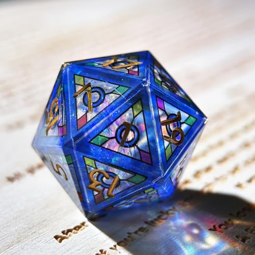 HAOMEJA Double Layered Resin Dice Set 7pcs/ Stained Glass Effect & Gold Numbers/Sharp Edged Polyhedral Dice/Apply to D&D/DND/Dungeons & Dragons/Role Playing Game/RPG/Party Gift (Blue Sky) - color: 1 Blue Sky