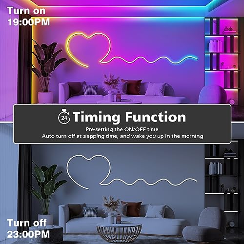 AILBTON 200Ft Neon Rope Lights,Flexible Led Rope Lights Control with App/Remote,Multiple Modes Music Sync Gaming RGB Led Neon Lights for Bedroom Outdoor - size: 200FT