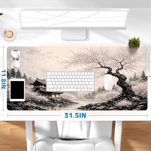 Gaming Mouse Pad, Desk Mat for Keyboard and Mouse, Large Mouse Pad for Desk, Computer Mousepad - color: Japanese Ink Painting 2