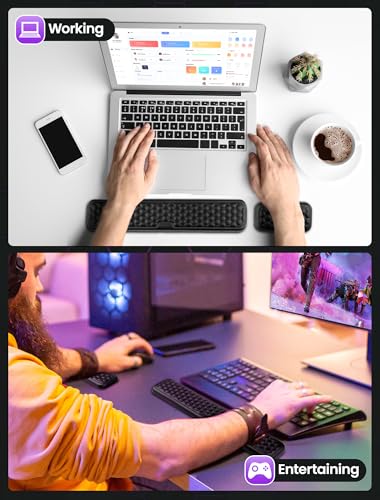 Wrist Rest for Keyboard and Mouse, gliship Wrist Rest for Computer Keyboard Mouse Memory Foam, Keyboard Arm Rest Wrist Support for Keyboard PU Leather with Non-Slip PU Silicone Base Pain Relief Black