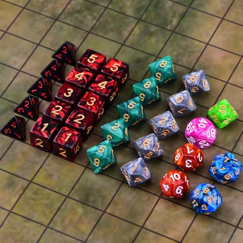 Extended Dice RPG Set | 15 x 31 Polyhedral Dice (465 Piece) for DND5E Tabletop Adventure Games (15 Colors) - color: 15 Colors