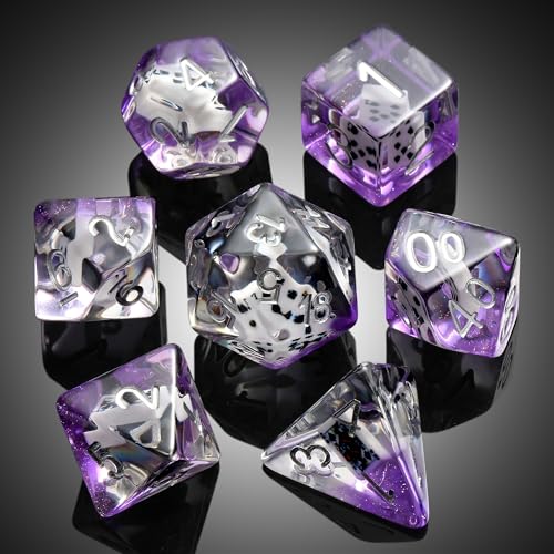DNDND Poker Polyhedral Dice Set - 7PCS Transparent DND Dice with Playing Card Inserts for RPG - color: Poker