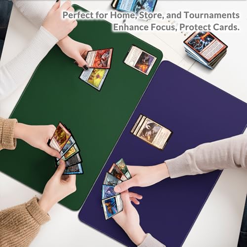 FROGIGO Solid Color TCG Playmat with Carry Bag, 24 x 14 in, 3mm Thick Stitched-Edge Card Game Mat, Non-Slip Rubber Base, No-Logo Play Mat for Trading Card & Tabletop Games - Royal Purple - color: Royal Purple
