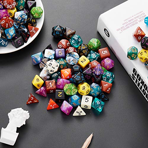Coyeekn 20-Set DND Polyhedral Dice with Storage Pouch | 140 Total Polyhedral Dice, 7 Per Set, 20 Complete Dice Sets (D4-D20), Great for D&D, MTG & Tabletop RPG Games - color: 20set-140pcs